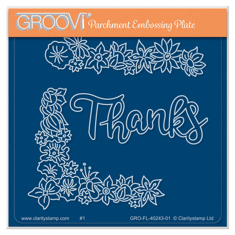 Thanks & Blooming Corners A6 Square Groovi Plate