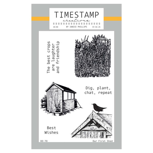 Timestamp Creations by Janice Phillips - Our First Shed A6 Stamp Set
