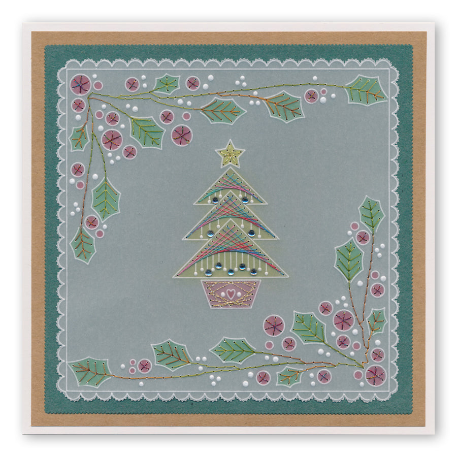 Tina's Embroidery Christmas Trees A5 Square Groovi Plate