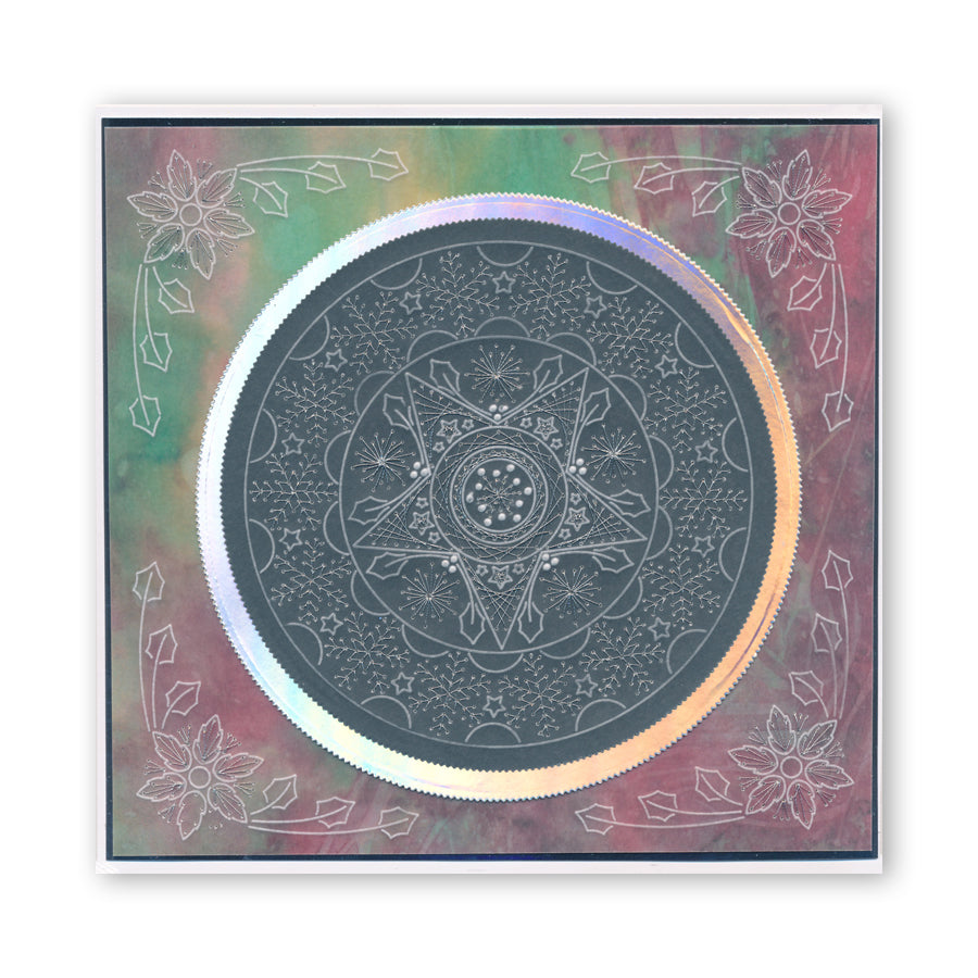 Tina's Embroidery Holly & Star A5 Square Groovi Plate