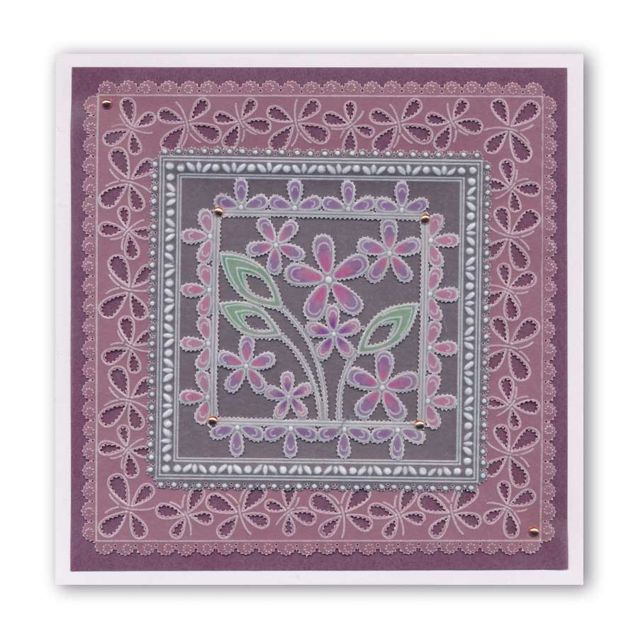 Tina's Flower Frames Quartet A5 Square Groovi Plate Set