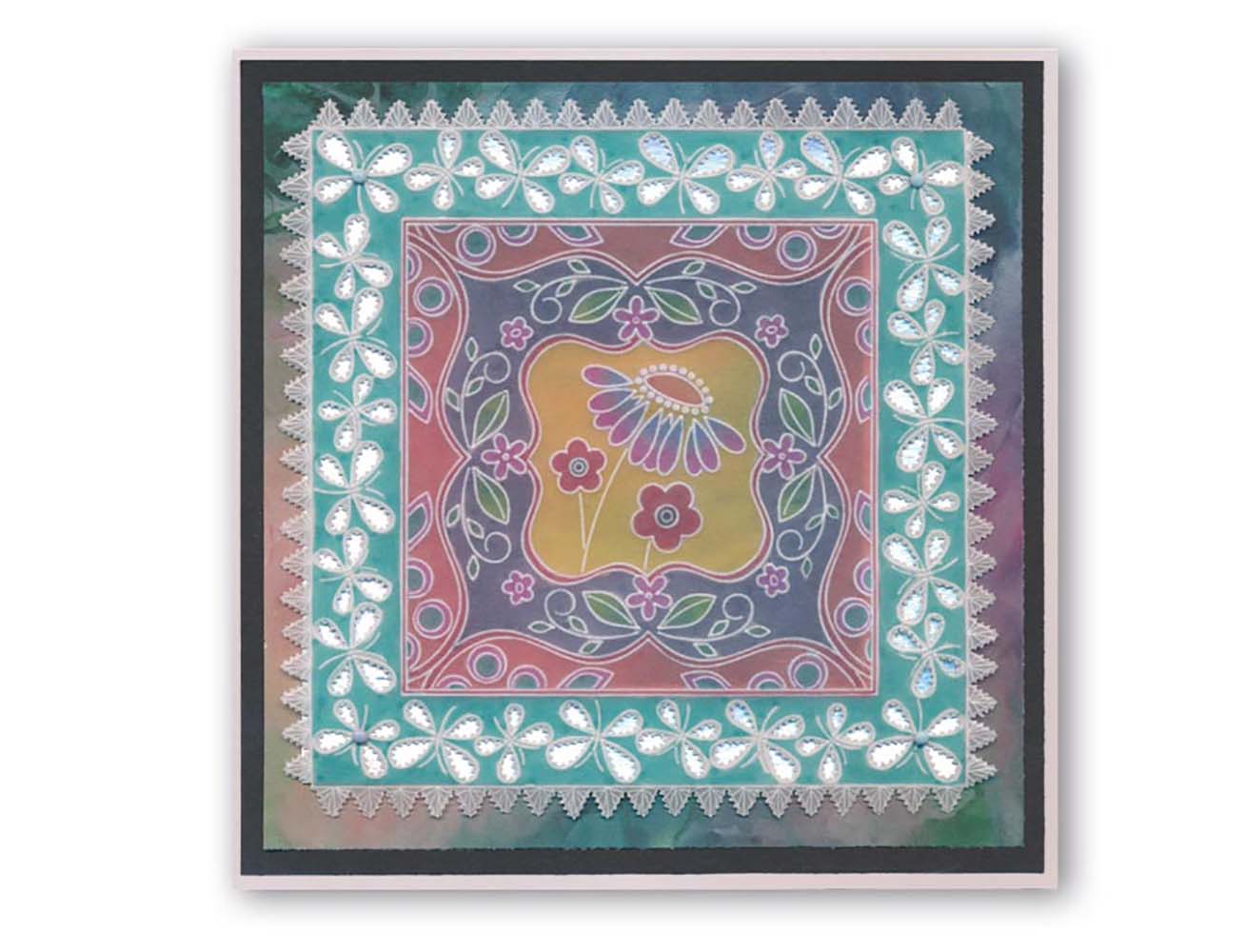 Tina's Symmetrical Floral Round A5 Square Groovi Plate