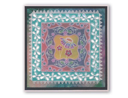 Tina's Symmetrical Floral Round A5 Square Groovi Plate