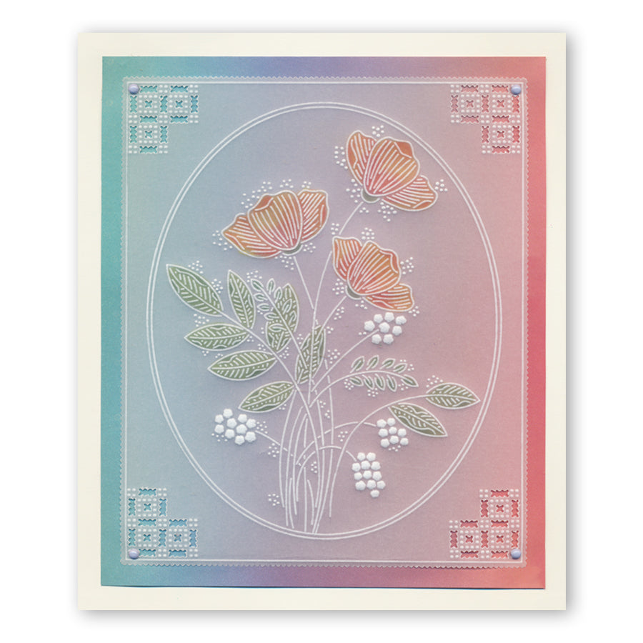 Summer Floral Spray A6 & Spacer Groovi Plate Trio
