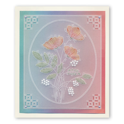 Summer Floral Spray A6 & Spacer Groovi Plate Trio