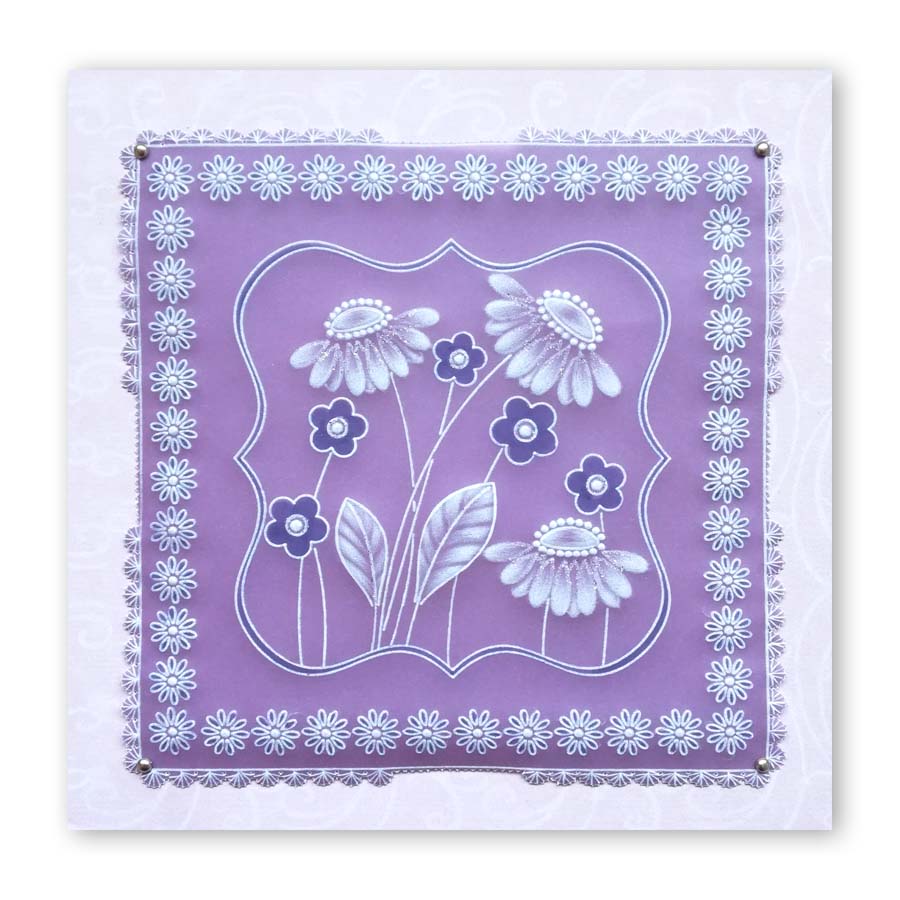 Tina's Daisy Frame & Dandelion Tag A5 Square Groovi Plate