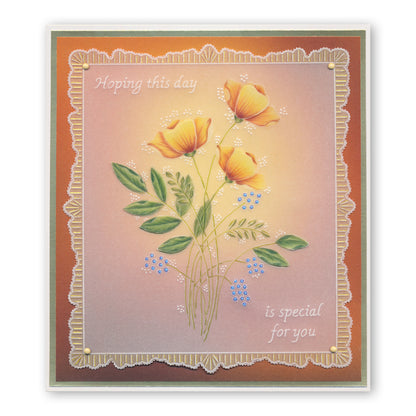 Summer Floral Spray A6 & Spacer Groovi Plate Trio