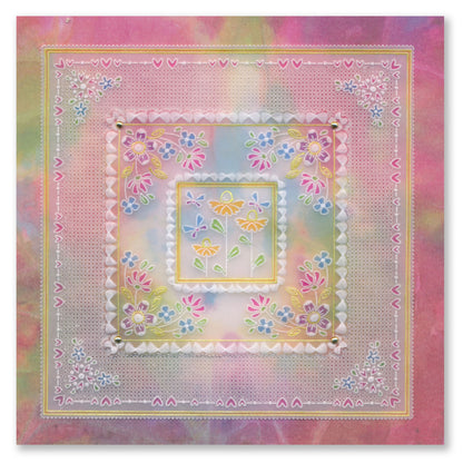 Tina's Flowerette Butterfly Parchlet A6 Square Groovi Plate