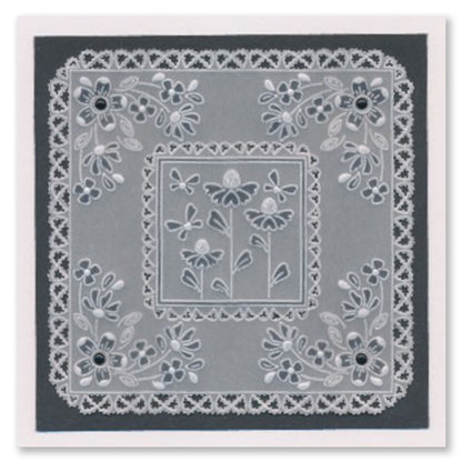 Tina's Flowerette Parchlet Quartet A6 Square Groovi Plate Set