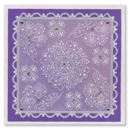 Tina's Flowerette Scallop Parchlet A6 Square Groovi Plate