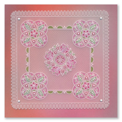 Tina's Flowerette Parchlet Quartet A6 Square Groovi Plate Set