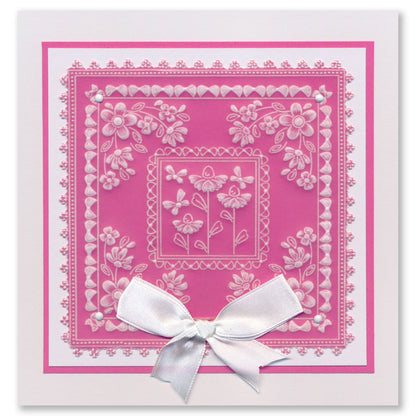 Tina's Flowerette Parchlet Quartet A6 Square Groovi Plate Set