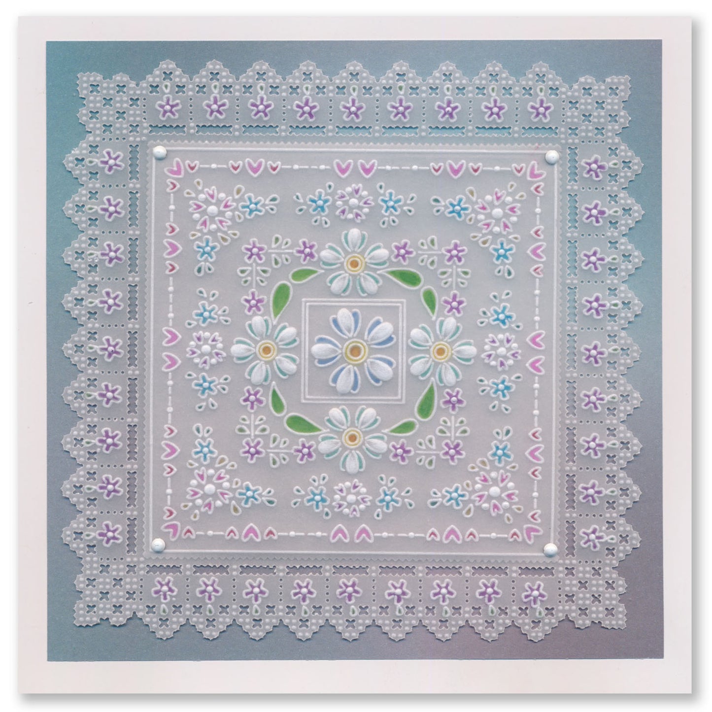 Tina's Flowerette Heart Parchlet A6 Square Groovi Plate