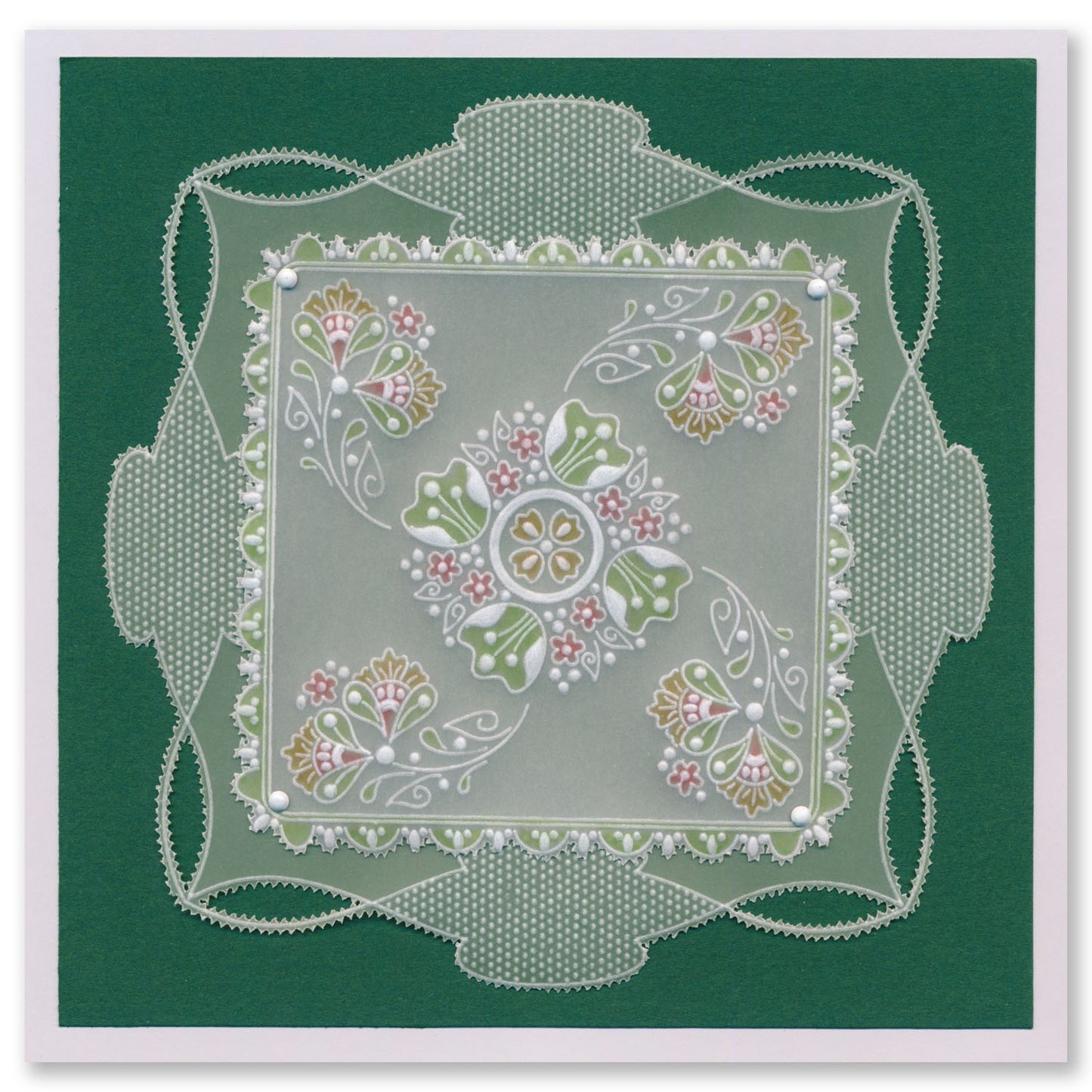 Tina's Flowerette Parchlet Quartet A6 Square Groovi Plate Set