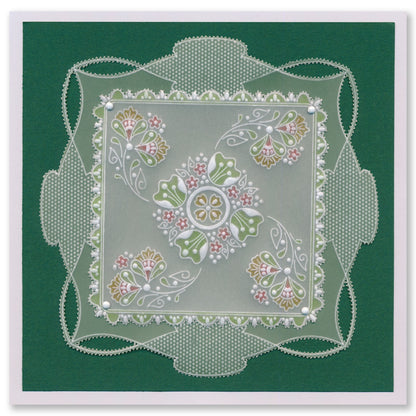 Tina's Flowerette Parchlet Quartet A6 Square Groovi Plate Set