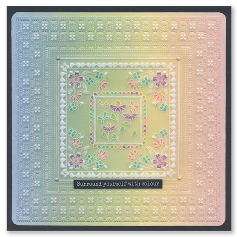 Tina's Flowerette Butterfly Parchlet A6 Square Groovi Plate