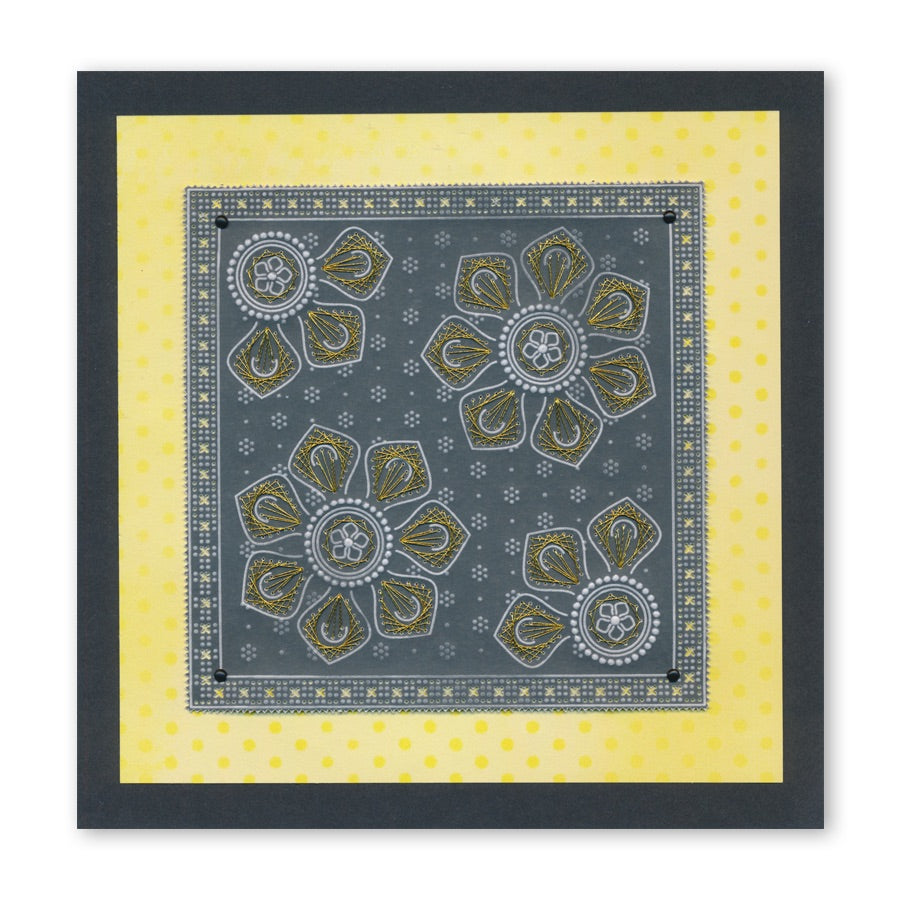 Tina's Teardrop & Petal Embroidery A5 Square Groovi Plate Duo