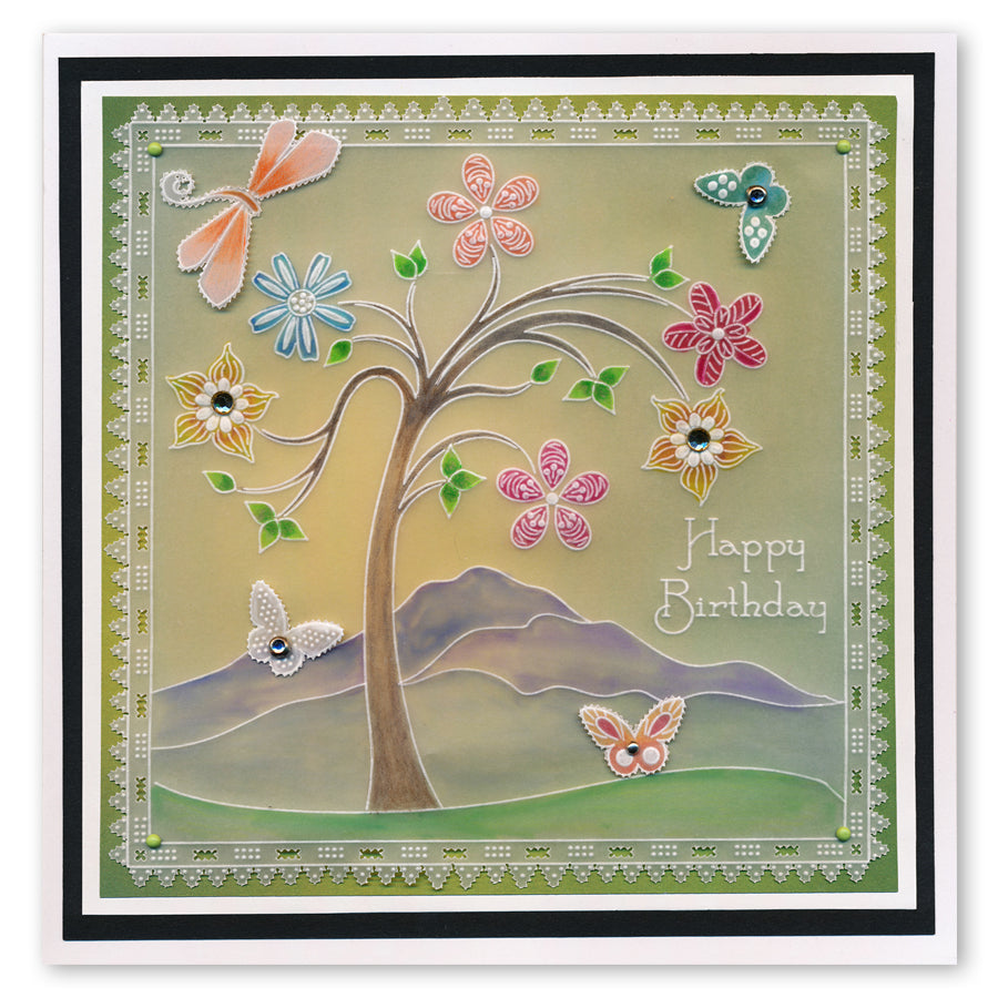 Tina's Butterfly, Dragonfly, Flower & Tree Fun A5 Square Groovi Plate Quartet