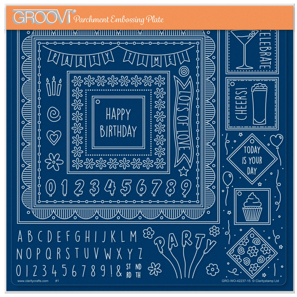 Jazz's Happy Birthday Toppers & Tags A4 Square Groovi Plate