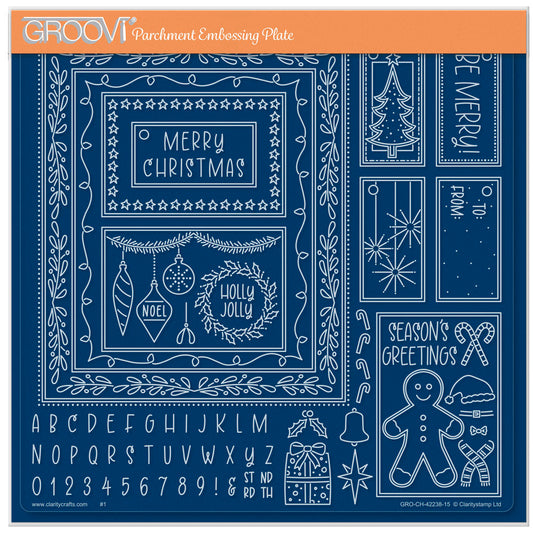 Jazz's Merry Christmas Toppers & Tags A4 Square Groovi Plate
