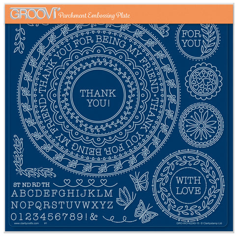 Jazz's Thank You Toppers & Tags A4 Square Groovi Plate
