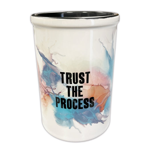 Large Ceramic Brush Pot - Trust The Process - Black Writing