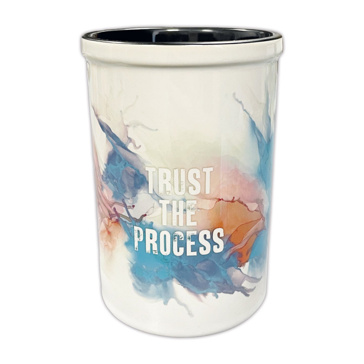 Large Ceramic Brush Pot - Trust The Process - White Writing