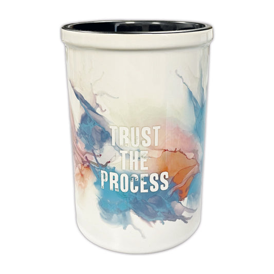 Large Ceramic Brush Pot - Trust The Process - White Writing