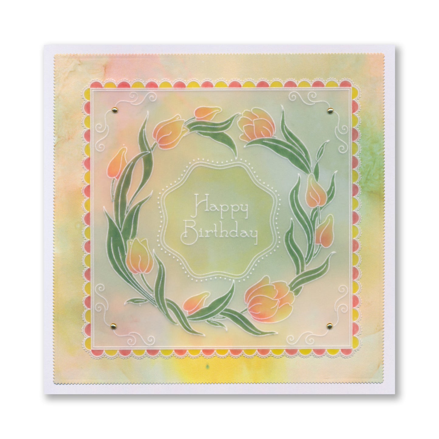 Linda's Floral Shape - Tulips Round Midi Groovi Plate