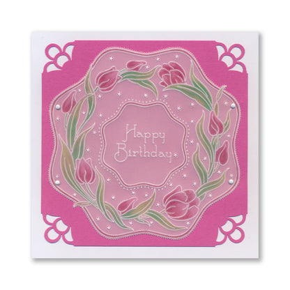 Linda's Floral Shape - Tulips Round Midi Groovi Plate