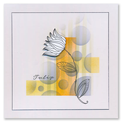 Barbara's SHAC Tulip Floral Panels A5 Square Stamp & Mask Set