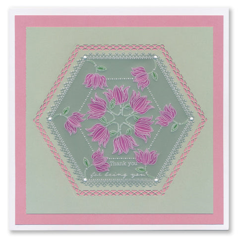 Barbara's SHAC Tulip Floral Panels A5 Square Groovi Plate