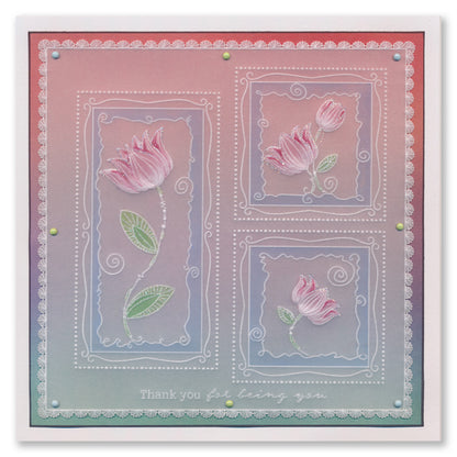 Barbara's SHAC Tulip Floral Panels A5 Square Groovi Plate