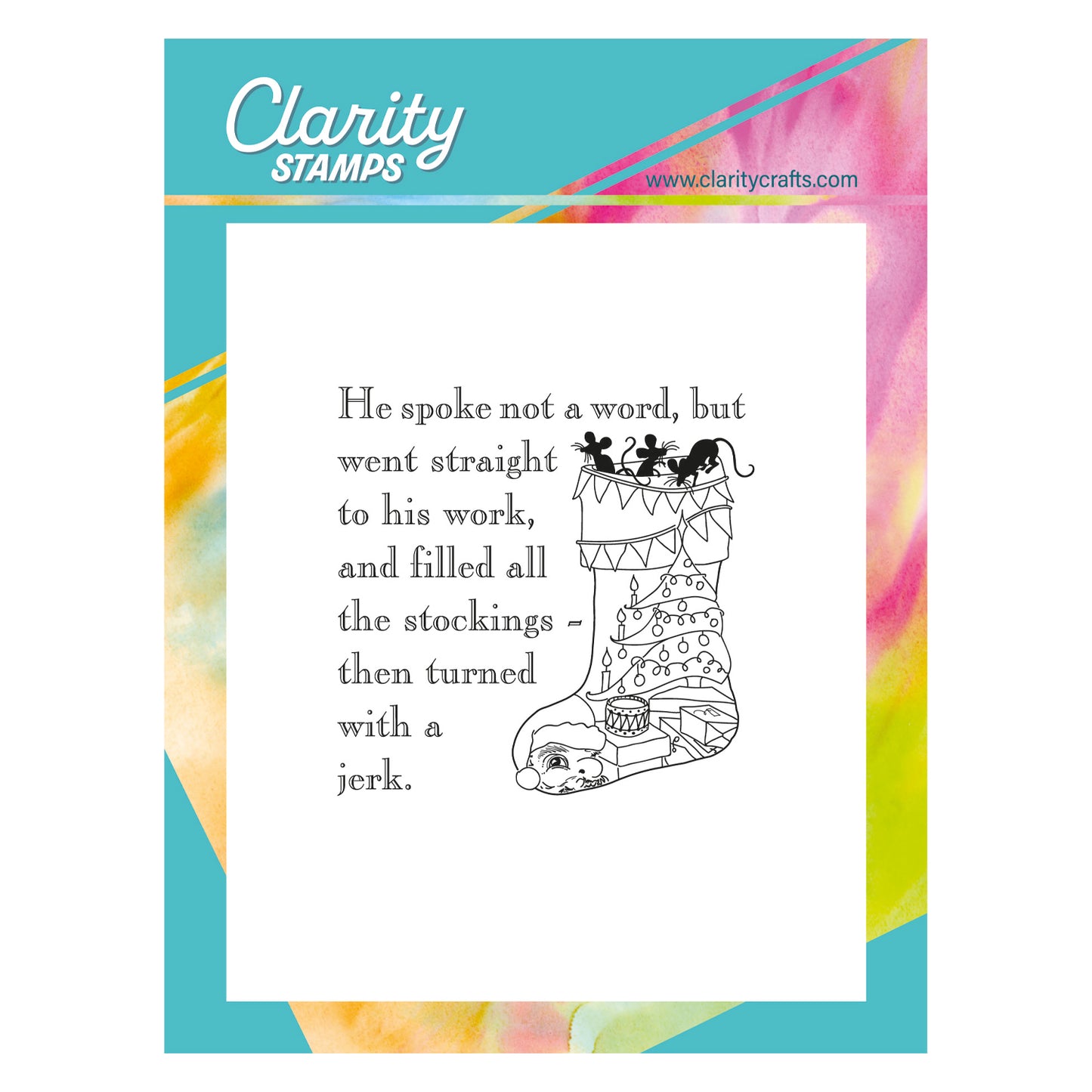 Twas the Night 12 - Bunting Stocking - Fine Line A6 Square Stamp