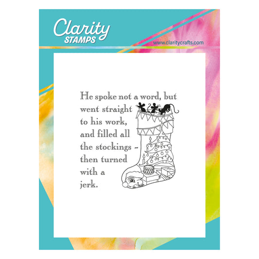 Twas the Night 12 - Bunting Stocking - Fine Line A6 Square Stamp