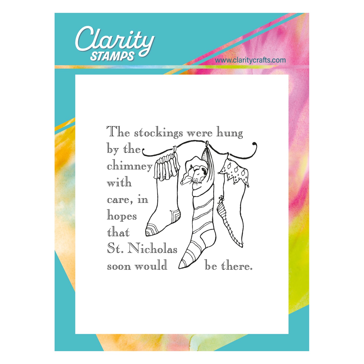 Twas the Night 2 - Stockings - Fine Line A6 Square Stamp