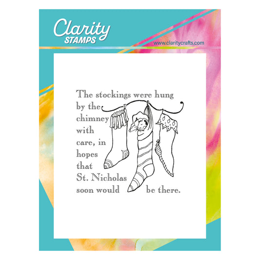 Twas the Night 2 - Stockings - Fine Line A6 Square Stamp