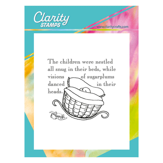 Twas the Night 3 - Crib - Fine Line A6 Square Stamp