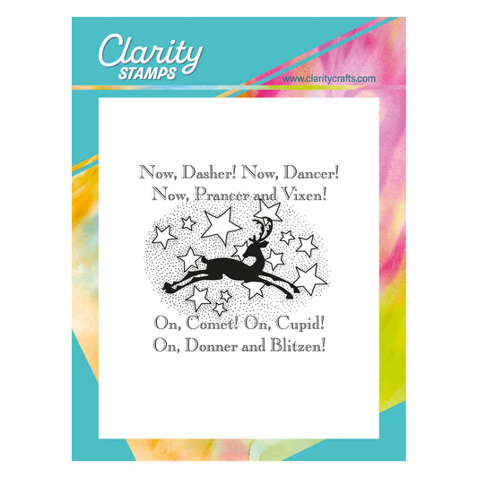 Twas the Night 7 - Now Dasher! - Fine Line A6 Square Stamp