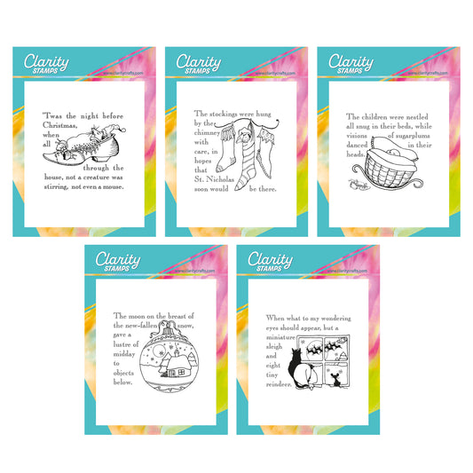 Twas the Night 1-5 - Fine Line A6 Square Stamp Quintet