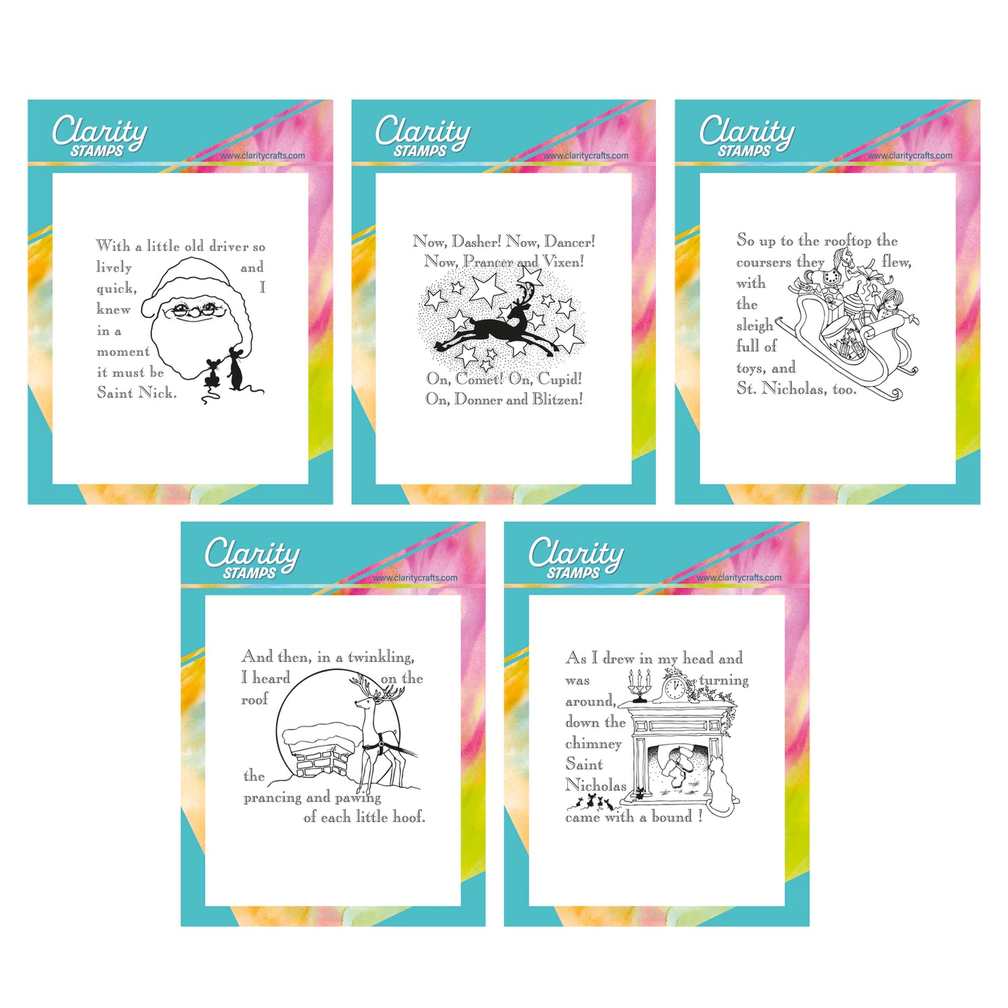 Twas the Night 6-10 - Fine Line A6 Square Stamp Quintet