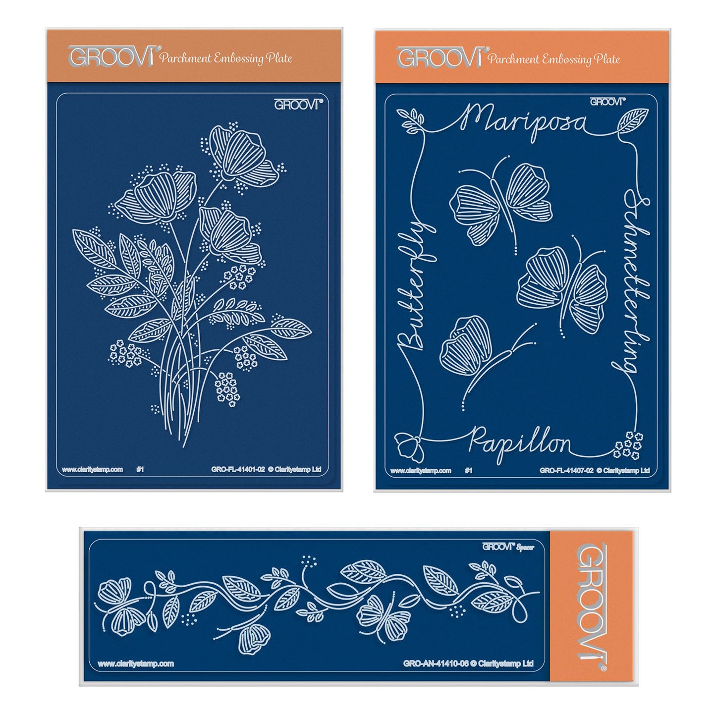 Tina's Floral Spray & Floral Flutterby A6 & Spacer Groovi Plate Trio