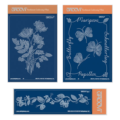 Tina's Floral Spray & Floral Flutterby A6 & Spacer Groovi Plate Trio