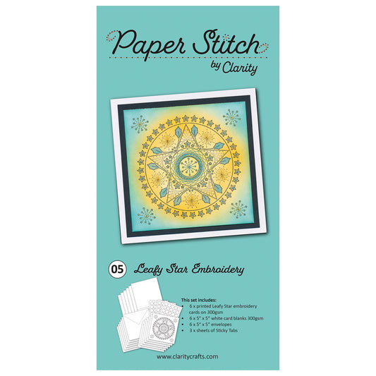 Paper Stitch by Clarity - 05 - Leafy Star Embroidery Card Pack