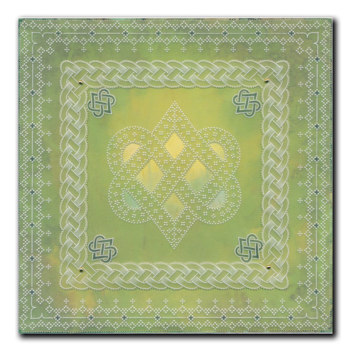 Linda's Dotty Cross-Stitch Celtic Heart Layering Frame A4 Square Groovi Plate