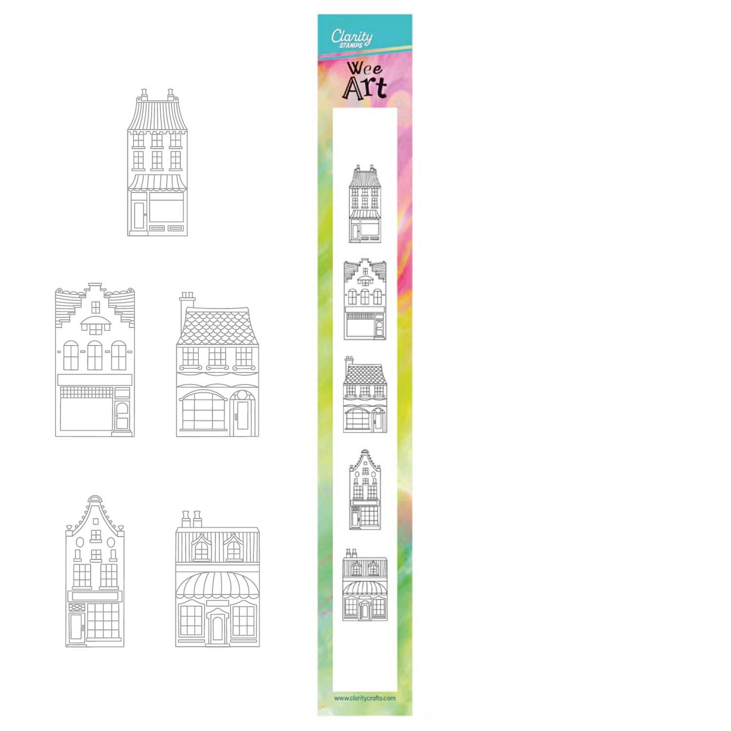 Wee Stamp Set 16 – Shops & Town Buildings (with Masks)