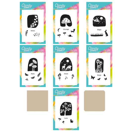 Barbara's Woodland Art Blocks A6 Square Stamp & Embedders Collection