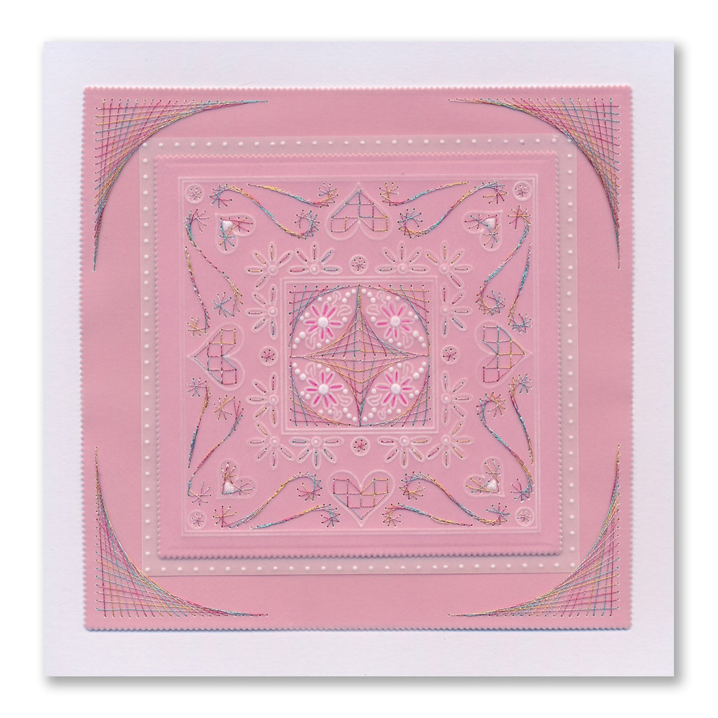 Tina's Hearts & Swirls Embroidery Parchlet A6 Square Groovi Plate