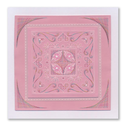 Tina's Hearts & Swirls Embroidery Parchlet A6 Square Groovi Plate