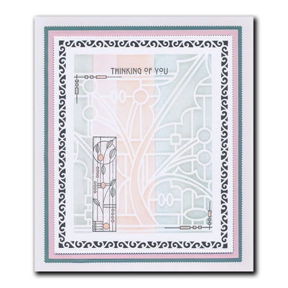 Art Nouveau Christmas Holly & Christmas Stars A5 Stencil Duo